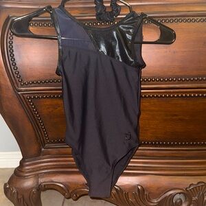 Plum Leotard Black Leotard with peekaboo mesh EUC